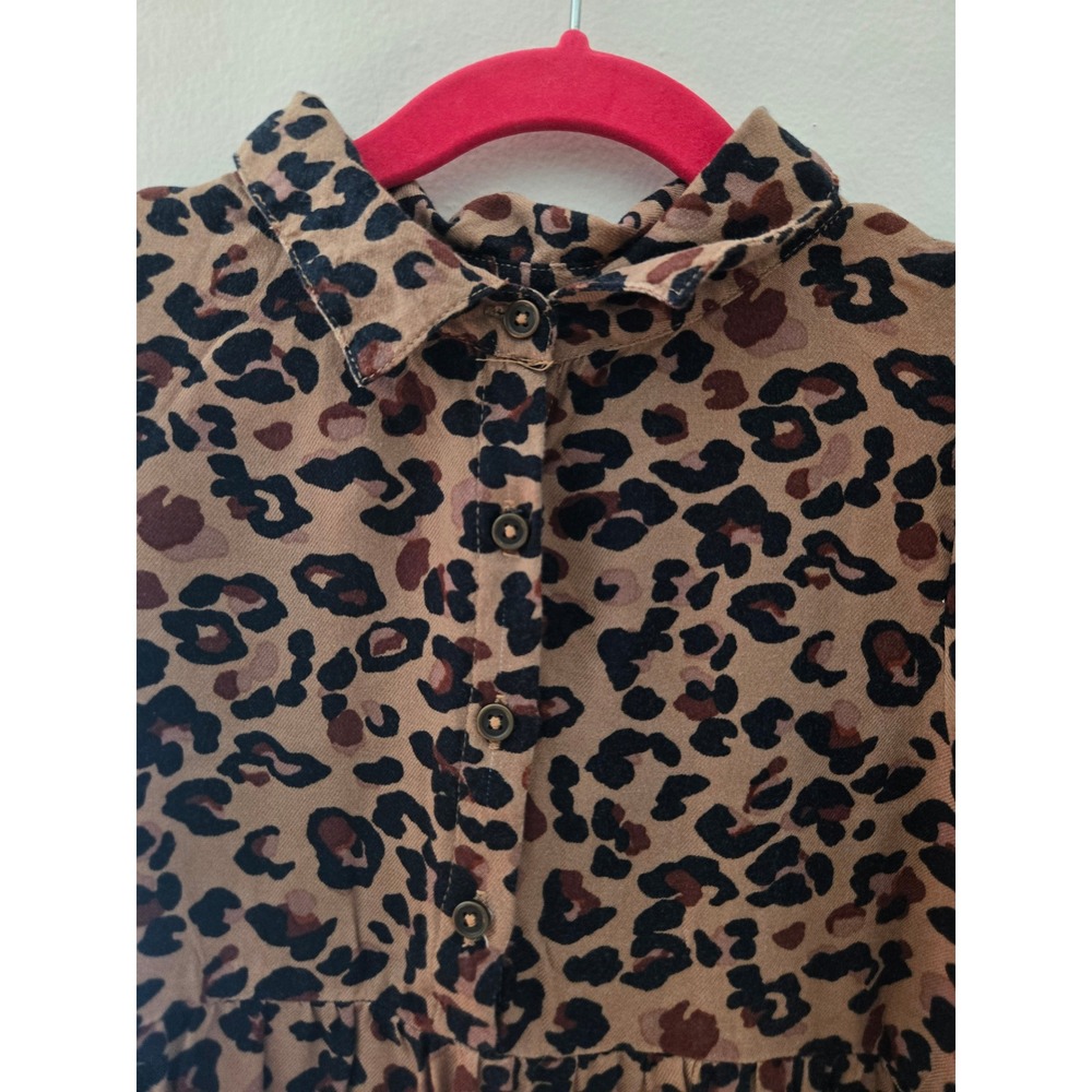 Next Girls Leopard Print Tiered Shirt Dress Brown 7 Years 122cm‎ 233-500-090 - Picture 4 of 7
